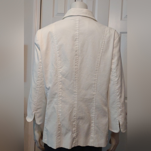 Jaclyn Smith White Line Cotton Spandex Stretch Button Down Long Sleeve Jacket 16 - Picture 2 of 5